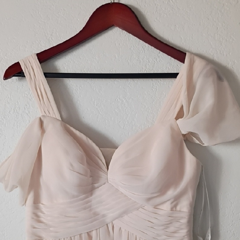 Azazie Lianne Cream Alabaster Bridesmaid Maxi Dress Size 8 - Picture 8 of 16